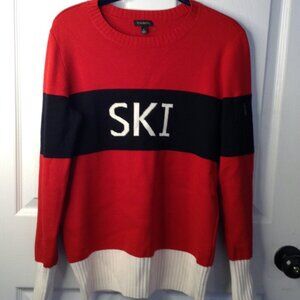 Talbots "S" Olympic style SKI sweater, Viscose/Nylon blend, USA, Americana Ski